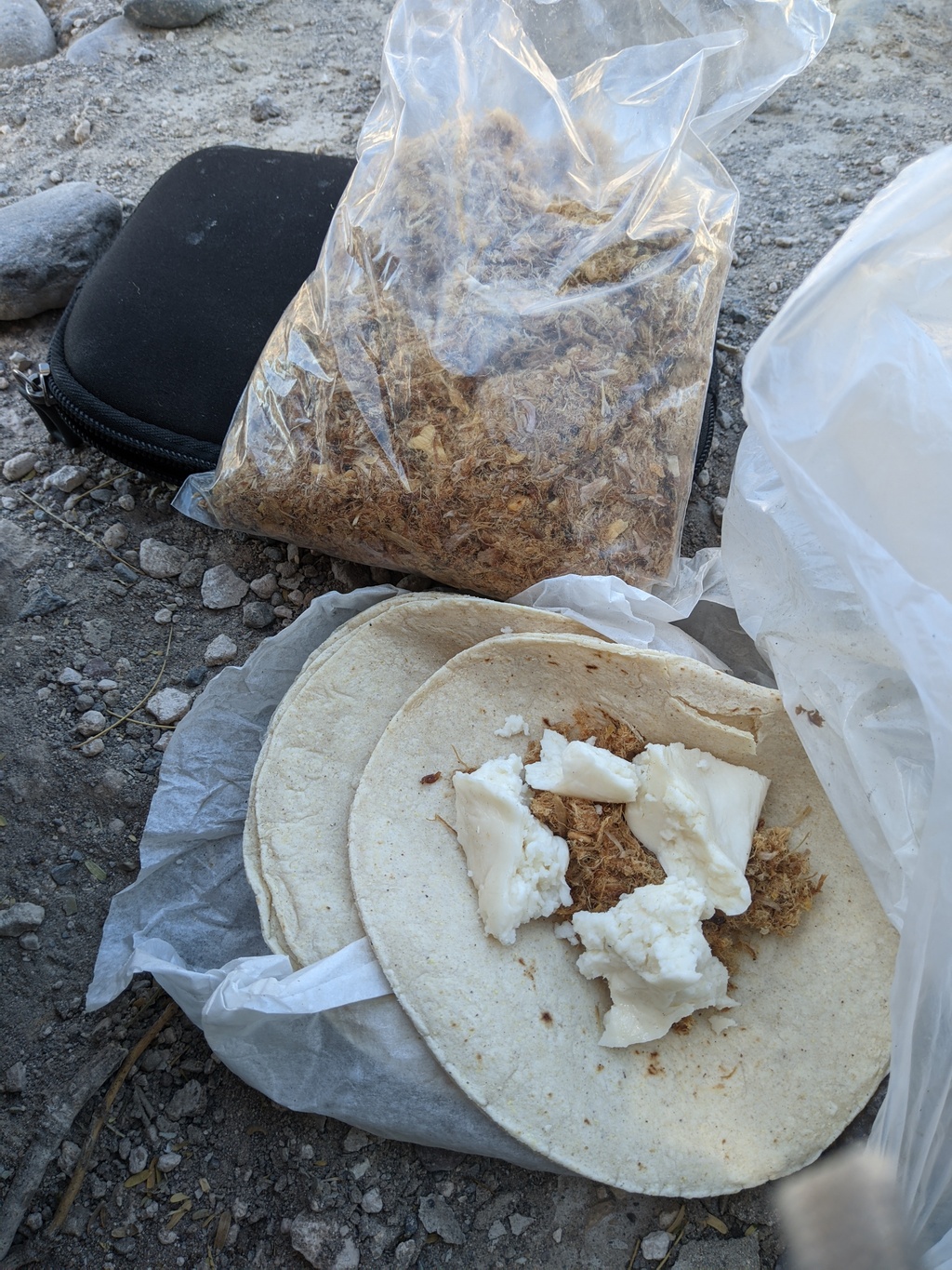 Machaca (dried shredded beef), and fresh goat cheese taco. chingon